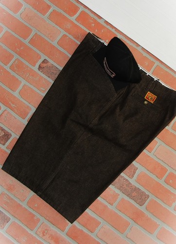 FB COUNTY 1$T Chocolate Denim YKK CREASED Goth Vintage $kate BROWN Shorts HEAT - Picture 24 of 24