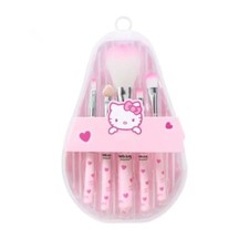 HELLO KITTY MAKEUP BRUSH SET, KID SIZE, SMALL 5 PIECES-SET. PINK . BRAND NEW