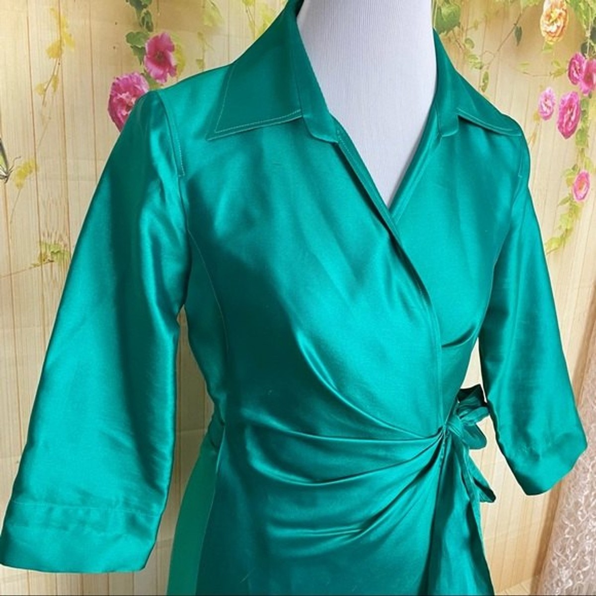 MaxMara Green Silk Shantung Wrap Dress Size 8 | eBay MaxMara Green Silk Shantung Wrap Dress Size 8 | eBay