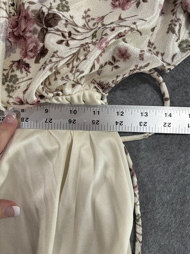 70s Womens Maxi Dress Sz 2 Current/4-6 Vintage Slinky Cream/Rose Union USA - Picture 11 of 11
