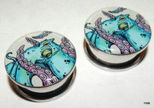 Pair 1" Octopus Pattern Ear Gauge Studs
