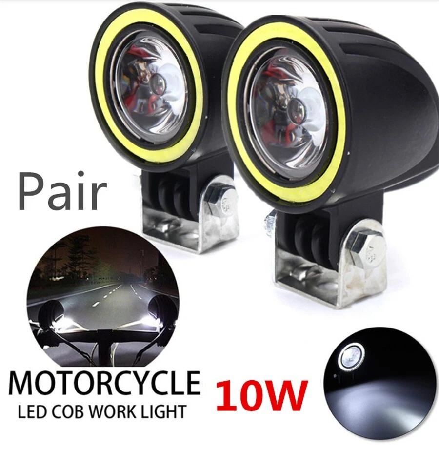 Lámpara antiniebla LED para conducción de moto a prueba de golpes con anillo de halo blanco Foto 3 de 4