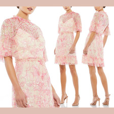 NWT MAC DUGGAL [ 2 ] 9148 Sequin Embellished Floral Flounce Sleeve Dress #J1714