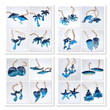 Lot of All 14 Handmade Resin Ocean/Beach/Seascape Sealife Christmas Ornaments