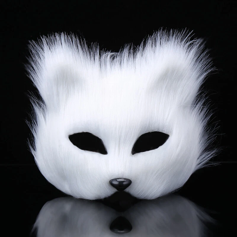 Furry Fox Mask Faux Fur Half Face Cosplay Costume Blindfold Masquerade Adult - Image 2 of 4