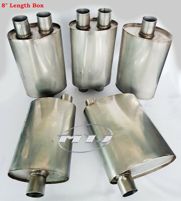 8'' Lange Oval Auspuff Schalldämpfer Box S/Stahl Schalldämpfer Resonator 8 x 5'' & 10'' x 5'' 