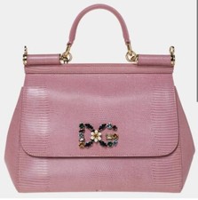 Dolce & Gabbana Light Pink Sicily Bag Satchel Top Handle Millennials Crystal Dg
