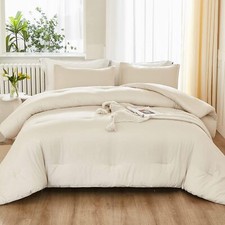 Comforter King Size Beige, 3 Pieces Lightweight Bedding Comforter Set