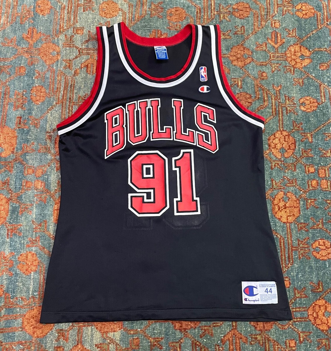 ウェア 90s champion chicago bulls Dennis Rodman Vintage 90s Dennis Rodman #91 Chicago Bulls Champion jersey