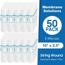 5 Micron 10"x2.5" String Wound Whole House Rain Water Sediment Filter 1-50 Pack