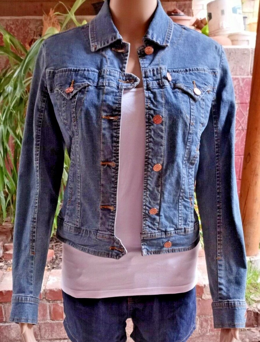 Vintage BCBG MAXAZRIA Distressed Denim Moto Biker… - image 1