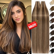 Invisible Tape In Real Remy Human Hair Extension Skin Weft Thick 40PCS Hairpiece