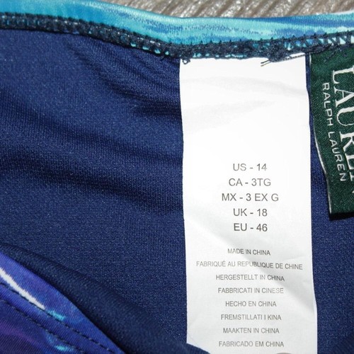 NWT Lauren Ralph Lauren Bikini Bottoms Women's Size 14 Calypso Full Blue Large - Picture 7 of 10