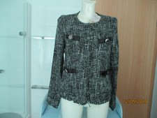 NEU Gr. M 38 Boucle Blazer FREESOUL elegant schwarz + weiß edel Jacke Jäckchen