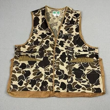 Vintage Game Winner Camo Hunting Vest Mens XL Canvas Fowl Duck Camouflage