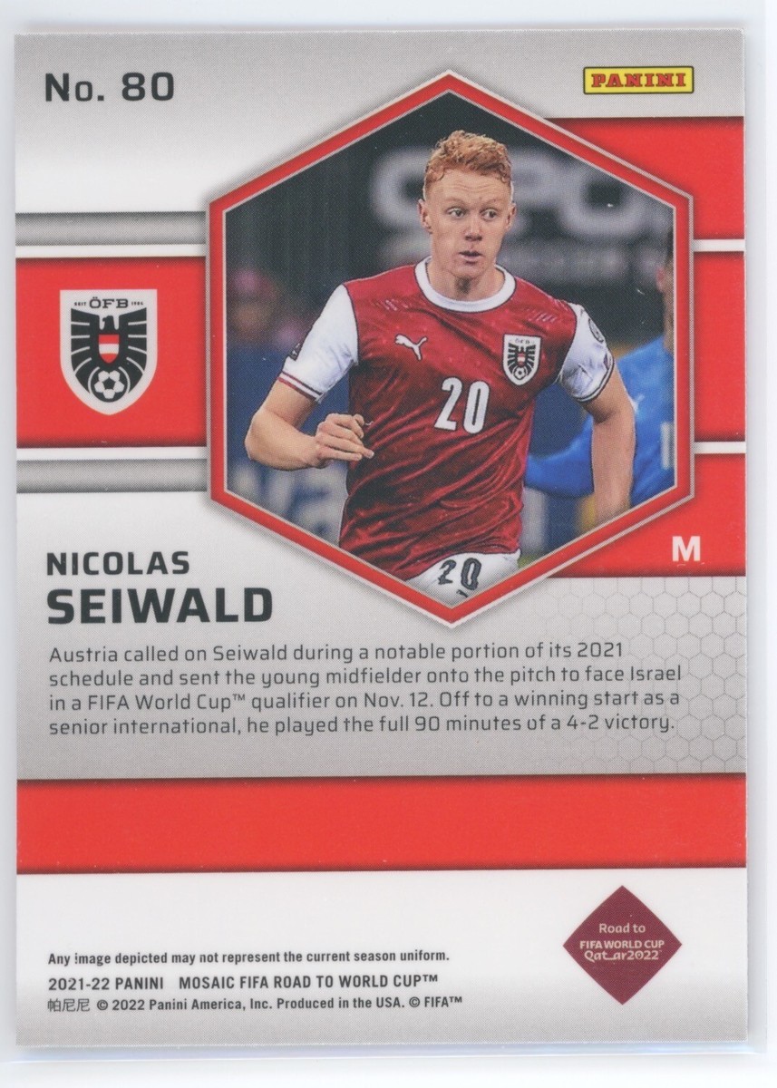 NICOLAS SEIWALD 2021-22 PANINI MOSAIC WORLD CUP ROOKIE #80 RC QTY 