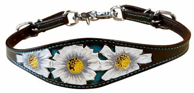 Showman Leather Wither Strap with White Painted Poppy Flower Design. FREE SHIP!