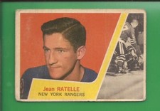 1963-64  TOPPS  # 63  JEAN RATELLE   HOF   New York Rangers    G-VG