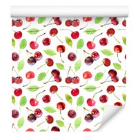 10M Vlies Tapeten Rollen KüChe Obst Sauerkirschen BläTter Aquarell Bunt Xxl 3526