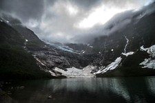 Landscape nature glacier lake mountains dark clouds Custom Gaming Mat Desk