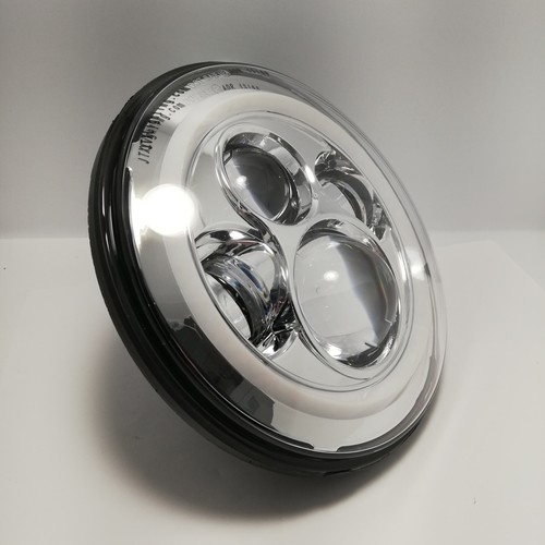 JTX Lighting 7" Chrome LED Headlights - White Halo Flashes Amber - Picture 6 of 7