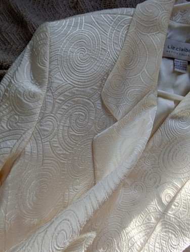 Liz Claiborne Petite Collection Jacquard cremefarbener Blazer 8 neu mit Etikett cremefarben Vintage - Bild 5 von 5