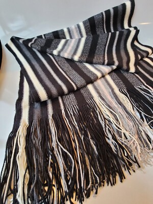 美品 MISSONI ミッソーニ 配色シルクストール F/パープル ブラック ホワイト【2400013288736】 美品 MISSONI ミッソーニ 配色シルクストール F/パープル ブラック
