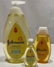 Lot Of 3 Johnson's Head-To-Toe Gentle Baby Wash  Shampoo Tear-Free Sulfate-Free