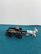 Vintage Cast Iron EXPRESS Wagon pulled by a White Goat Ram Woman