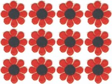 Red Daisy Flower Patch Embroidered Cut out Iron on Sew on Lot of 12