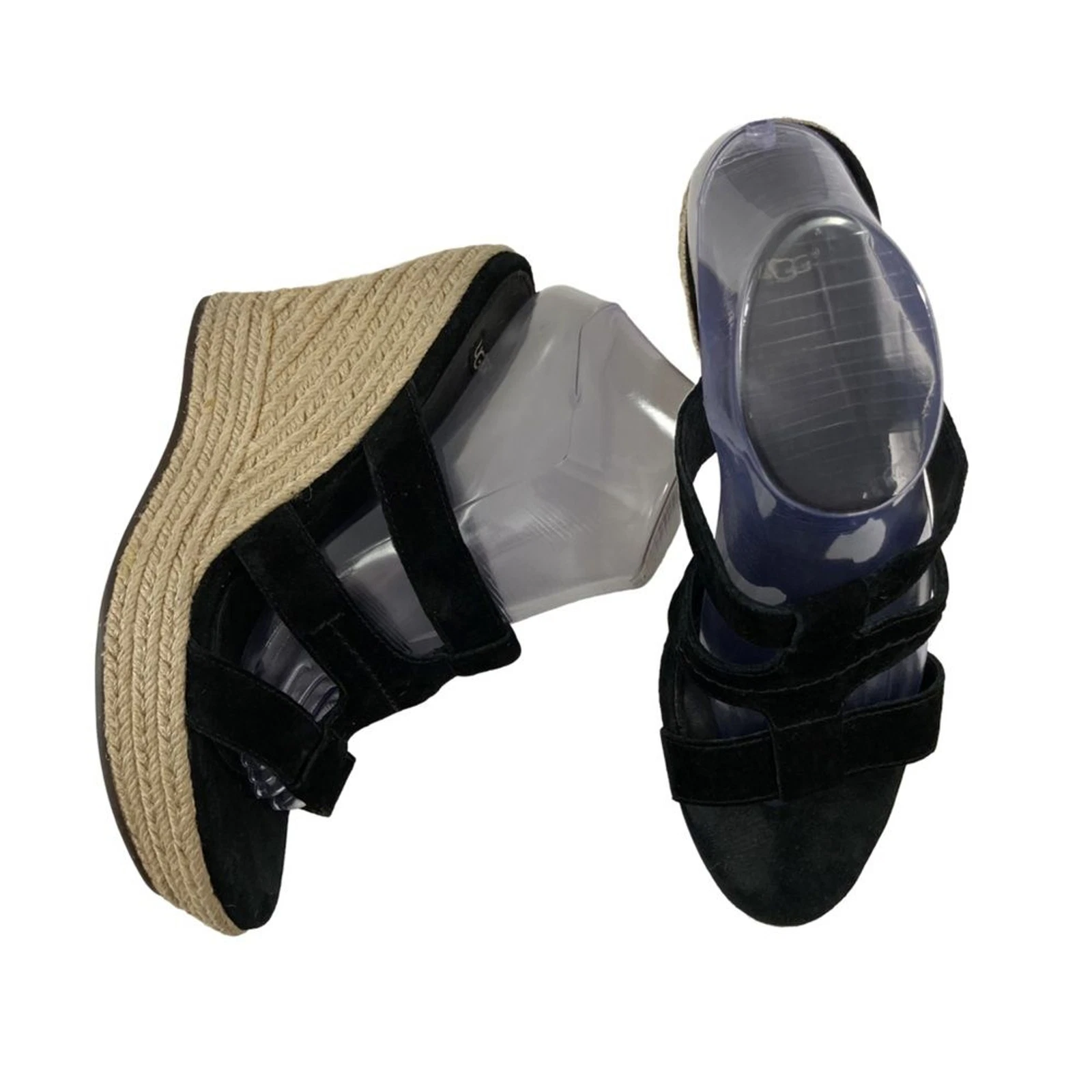 Sandali con zeppa UGG Tawnie donna taglia 9 neri scamosciati espadrillas casual lusso