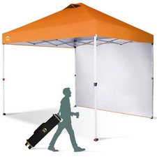 CROWN SHADES 10x10 Ft Pop Up Canopy Tent w/ Sidewall  Center Lock, Orange Used 