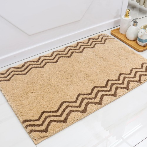 COSY HOMEER Extra Thick Bath Rug, Anti-Slip, Soft Plush, 17x24 Inches, Beige - Picture 2 of 7