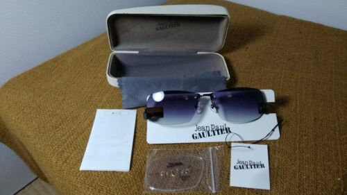 Jean Paul Gaultier SJP 083J JPG Sunglasses Black Frame Blue Gradient Lenses New - Picture 1 of 10