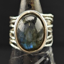 Oval Labradorite Ring Sterling Silver Sz 7 1/4