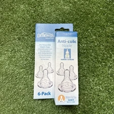 Dr Brown's Anti Colic Baby Bottle Nipple 6 Pack Narrow Preemie Flow Nipples NIP