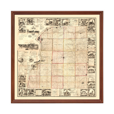 Old Map of Hancock County, IL 1859 - Vintage Illinois Art