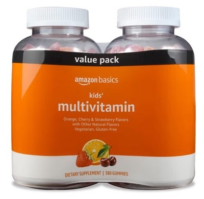 Amazon Basics Value Pack - Kids' Multivitamin - 380 Gummies (2x 190) - Ex: 8/26