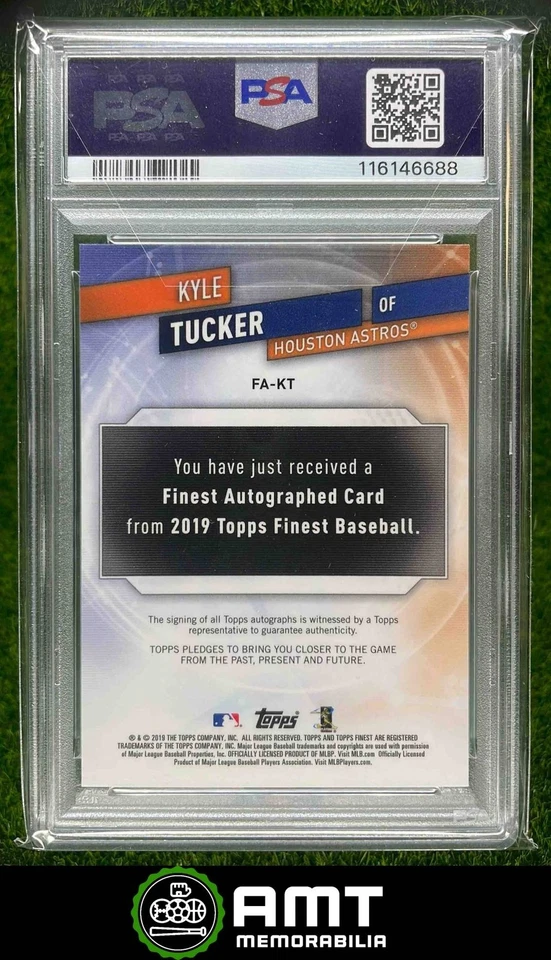 116146688 2019 Topps Finest #FA-KT Kyle Tucker Auto Orange 1/25 Astros RC PSA 10 - Image 2 of 3