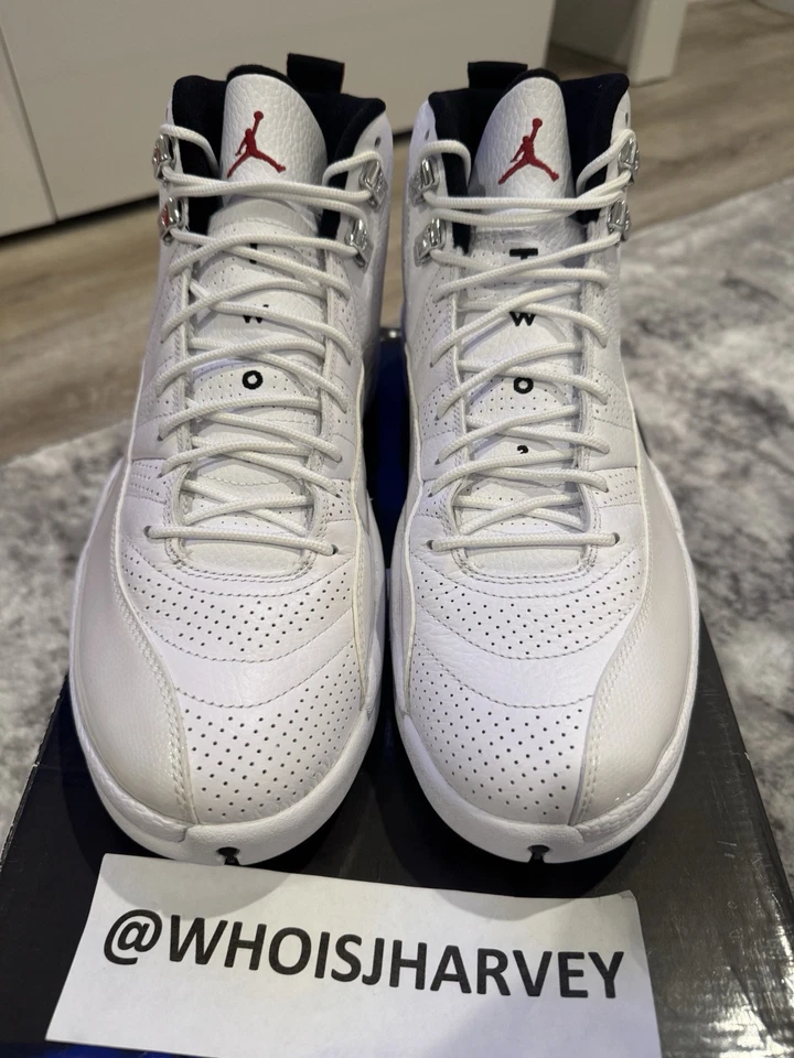Air Jordan 12 Retro Rising Sun Talla 11 (2009) Blanco Rojo Universitario Negro 130690-613 Foto 2 de 4