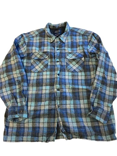 Mens PENDLETON Blue Plaid Wool The Original Board Shirt Sz XL