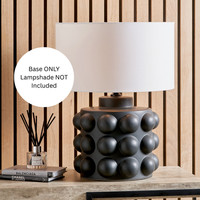 Black Ceramic Table Lamp Base Bobbled Statement Light for Living Room 36cm Tall