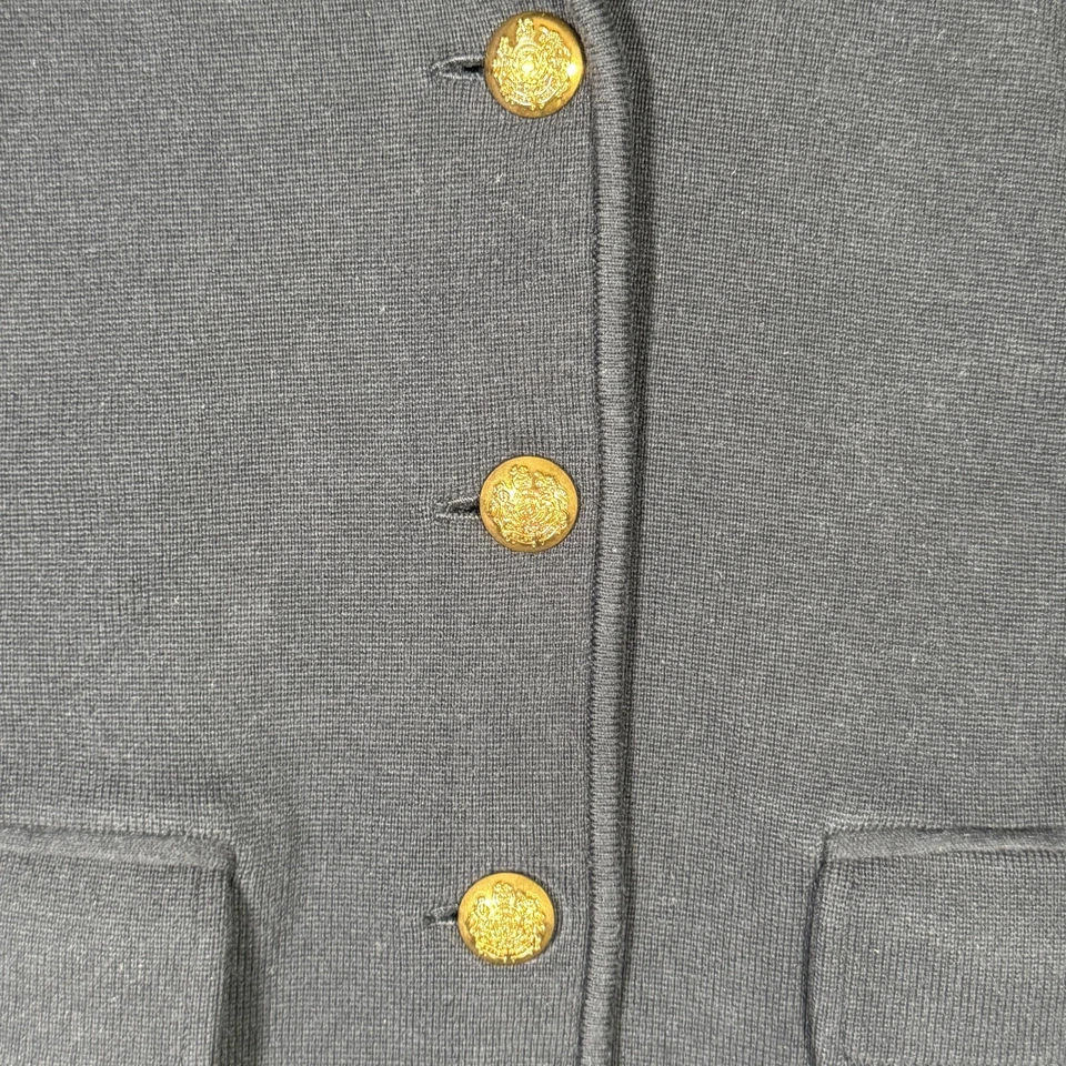 Blazer Lauren Ralph Lauren Feminino XS Azul Marinho Mescla de Algodão Malha Botões Dourados Suéter - Imagem 2 de 4