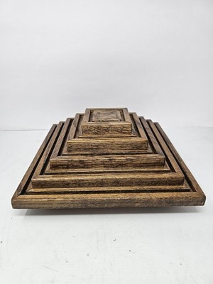 Challenge Coin Display Handmade Wood Spinning Pyramind