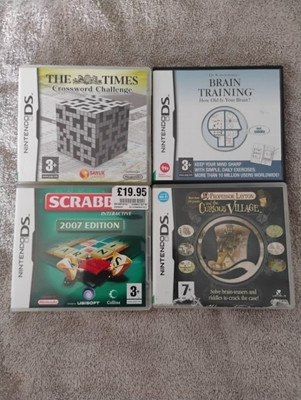 4x Nintendo DS Spiele - Professor Layton, Scrabble, Kreuzworträtsel, Gehirntraining