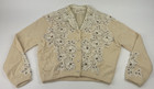 Vintage 1960s Ruth Mook Creme Chiffon Cashmere Beaded Rhinestone Sweater XS