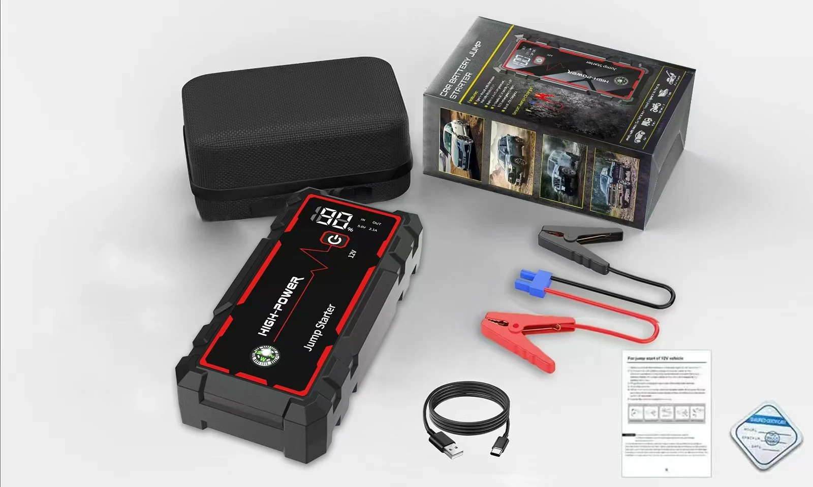 Avviatore Auto 2000a 18000mah Power Bank 5-in-1 Booster Batteria Emergenza 12V - Miniatura 15