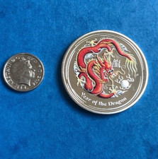 Das Jahr des Drachen kommt in einer schützenden Kunststoffhülle Silbermünze plattiert