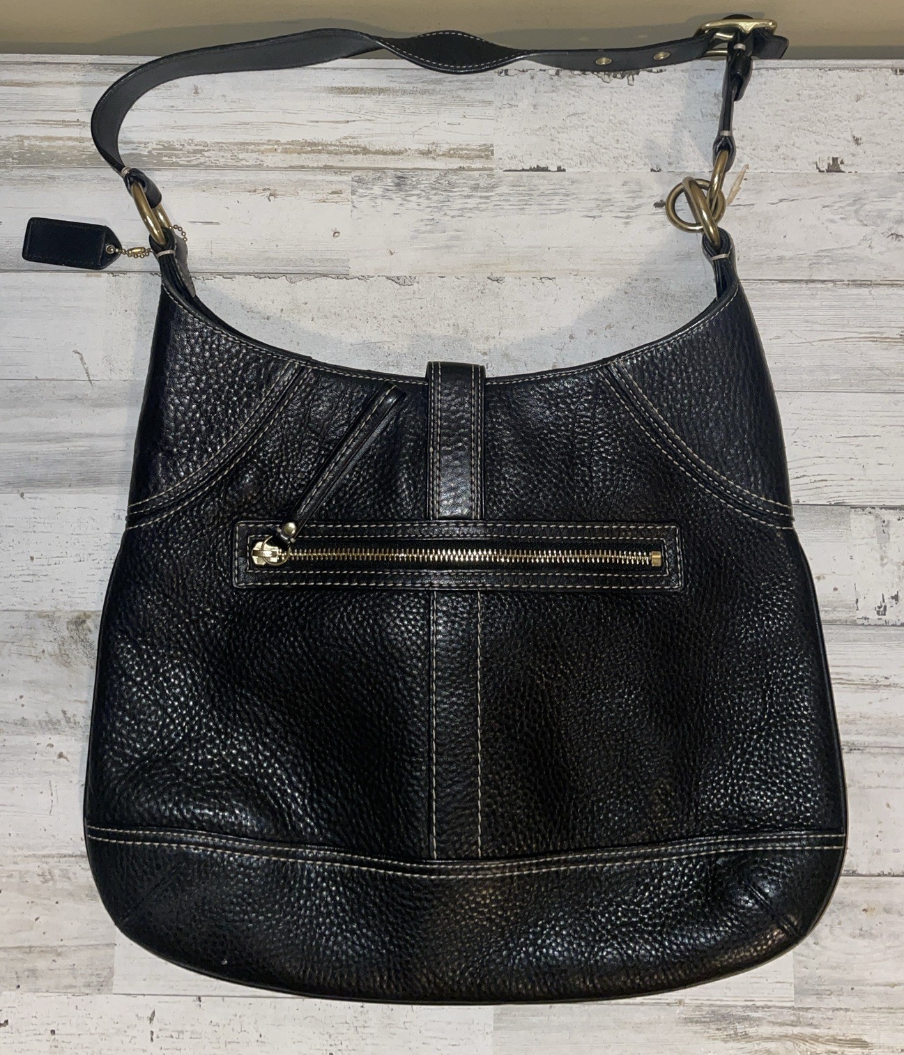 Vintage Coach Hampton Black Pebble Leather Shoulder Bag F06S-10210 image 2