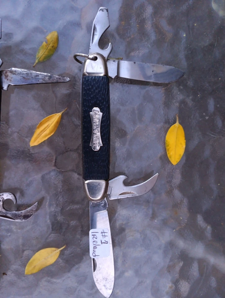 Cuchillos de campamento vintage de 4 hojas Irlanda Solingen Alemania R I EE. UU. 🇺🇸  Foto 2 de 4